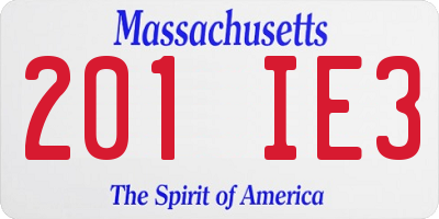 MA license plate 201IE3