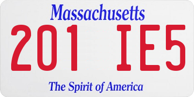 MA license plate 201IE5