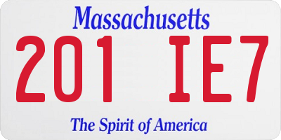 MA license plate 201IE7