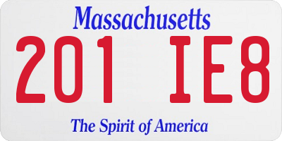 MA license plate 201IE8