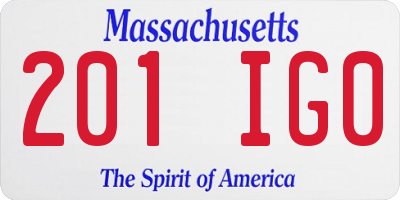 MA license plate 201IG0