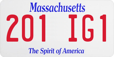 MA license plate 201IG1