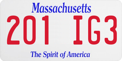 MA license plate 201IG3