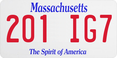 MA license plate 201IG7
