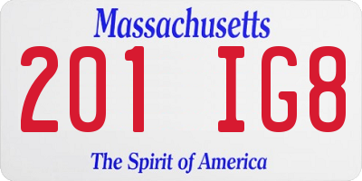 MA license plate 201IG8