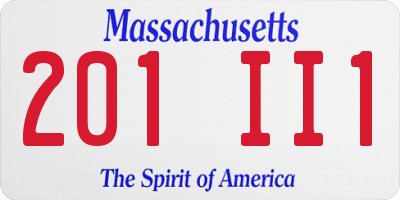 MA license plate 201II1