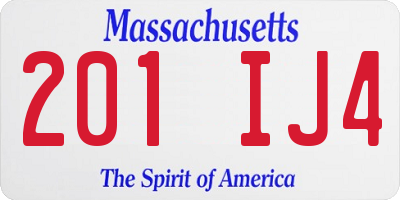 MA license plate 201IJ4