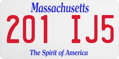 MA license plate 201IJ5