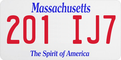 MA license plate 201IJ7