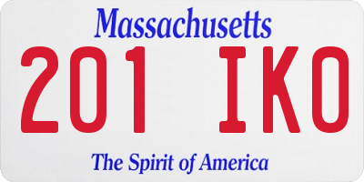 MA license plate 201IK0