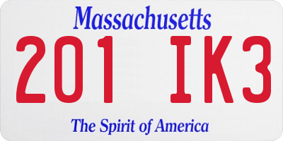 MA license plate 201IK3
