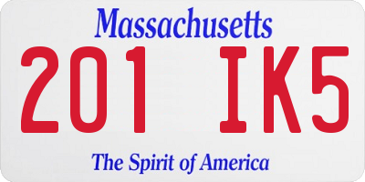MA license plate 201IK5