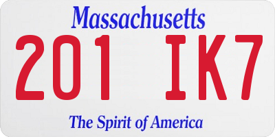 MA license plate 201IK7