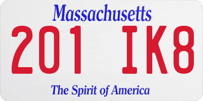 MA license plate 201IK8