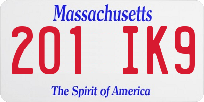 MA license plate 201IK9