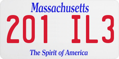 MA license plate 201IL3