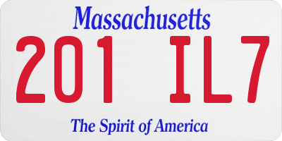 MA license plate 201IL7