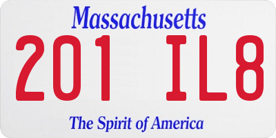 MA license plate 201IL8