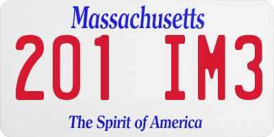 MA license plate 201IM3