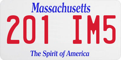 MA license plate 201IM5