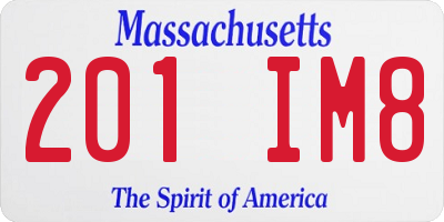 MA license plate 201IM8