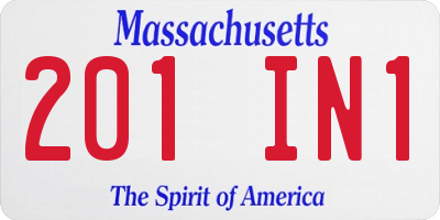 MA license plate 201IN1