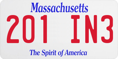 MA license plate 201IN3