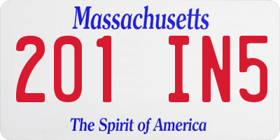 MA license plate 201IN5