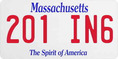 MA license plate 201IN6
