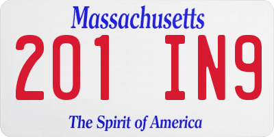 MA license plate 201IN9