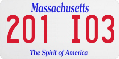 MA license plate 201IO3