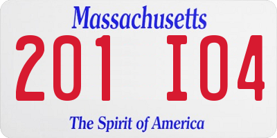 MA license plate 201IO4