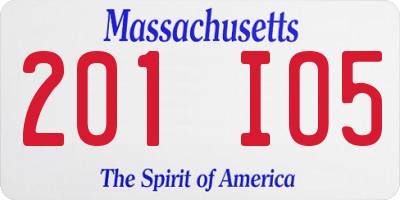 MA license plate 201IO5