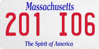 MA license plate 201IO6
