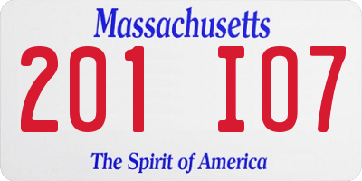 MA license plate 201IO7