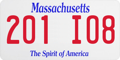 MA license plate 201IO8