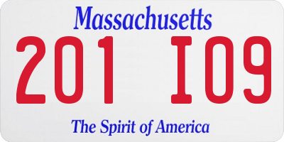 MA license plate 201IO9