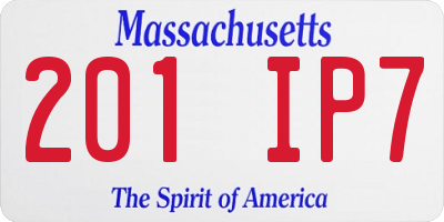 MA license plate 201IP7
