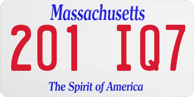 MA license plate 201IQ7