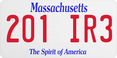 MA license plate 201IR3