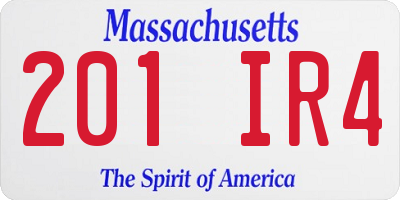 MA license plate 201IR4