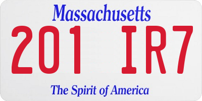 MA license plate 201IR7