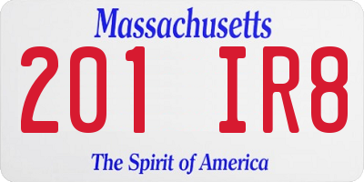 MA license plate 201IR8