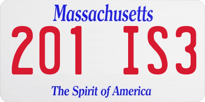 MA license plate 201IS3