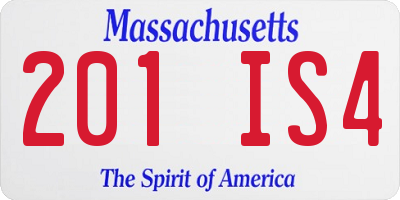 MA license plate 201IS4