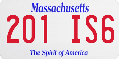 MA license plate 201IS6