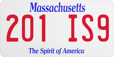 MA license plate 201IS9