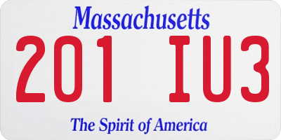 MA license plate 201IU3