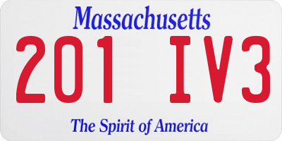 MA license plate 201IV3