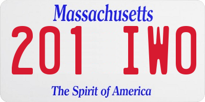 MA license plate 201IW0